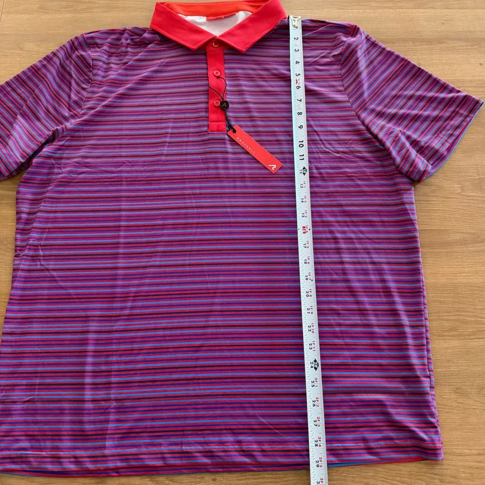 REDVANLY Mens XXL Archer Polo Shirt‎ Rio Striped Short Sleeve Active Wear NWT